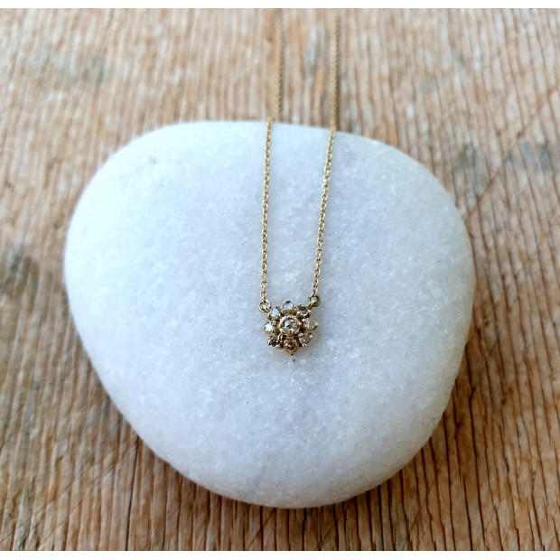 5 Octobre kaklo aukso papuošalas su šampano spalvos deimantu 5 Octobre kaklo aukso papuošalas su šampano spalvos deimantu